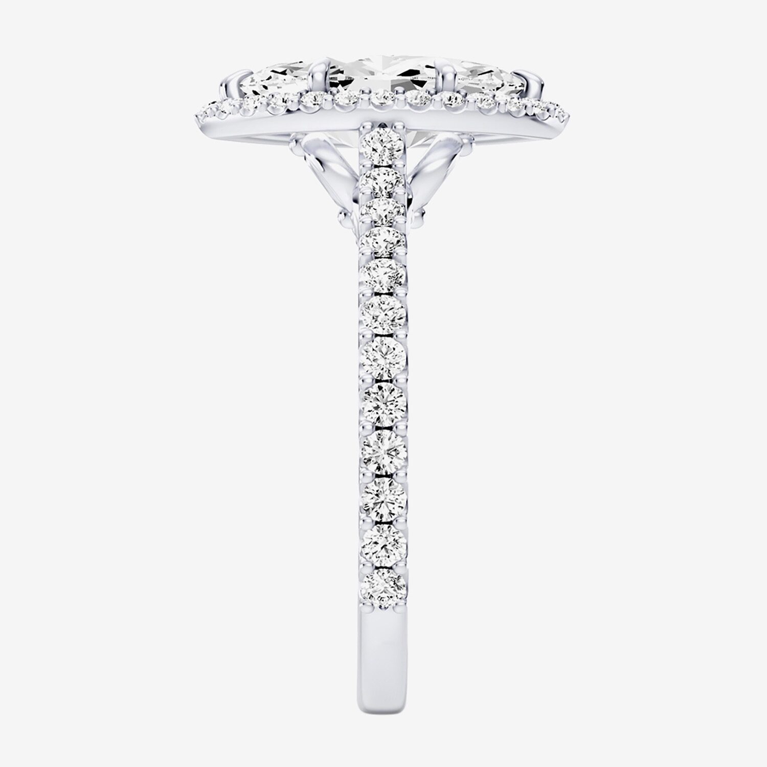 Enchanted Disney Fine Jewelry Cinderella (F / Si1) Womens 2 CT. T.W. Lab Grown White Diamond 10K Gold Marquise Princess Side Stone Halo Engagement Ring