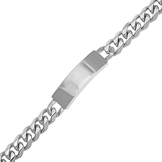 Mens 12mm Stainless Steel Curb ID Bracelet
