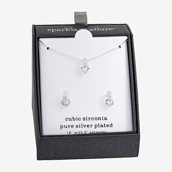 Sparkle Allure Womens 4 1/2 CT. T.W. Cubic Zirconia Pure Silver Over Brass 2-pc. Jewelry Set
