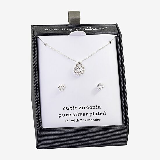 Sparkle Allure Womens 1 7/8 CT. T.W. Pure Silver Over Brass 2-pc. Jewelry Set