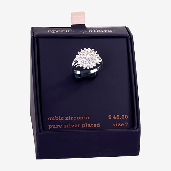 Sparkle Allure Womens White Cubic Zirconia Pure Silver Over Brass Hypoallergenic Cocktail Ring