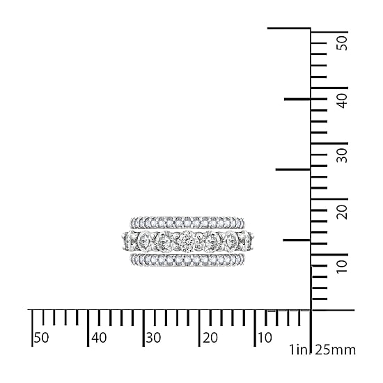 Diamonart® Cubic Zirconia Sterling Silver Round Stack Ring Set