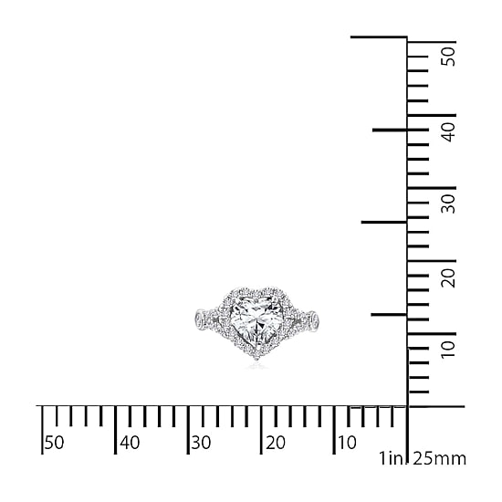 Womens 2 CT. T.W. Cubic Zirconia Sterling Silver Heart Engagement Ring