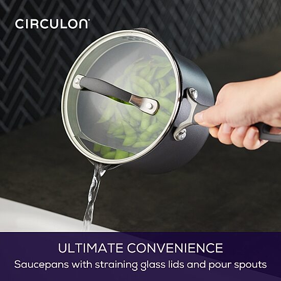 Circulon A1 Series with ScratchDefense 2-qt. Nonstick Straining Sauce Pan with Lid