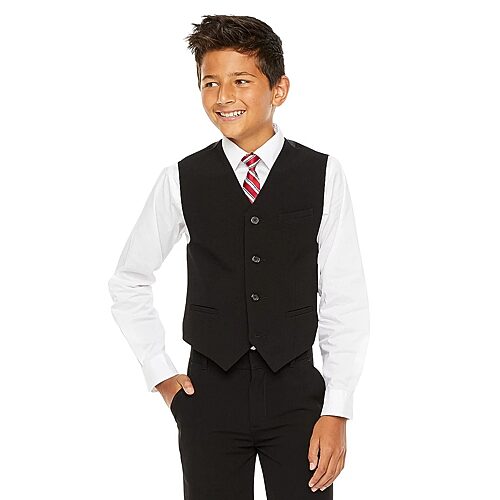 Van Heusen Little & Big Kid Boys Long Sleeve Point Collar Shirt + Tie Set, 18-20 Husky, White