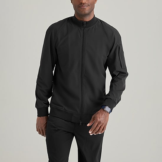 Barco One Bow883 Amplify 3-Pocket Stand-Up Collar Warm-Up Mens Big and Tall Moisture Wicking Scrub Jackets