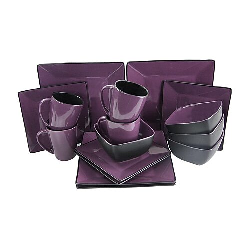 Elama Mulberry Loft 16-pc. Modern Premium Stoneware Dinnerware Set - Service for 4, One Size, Purple