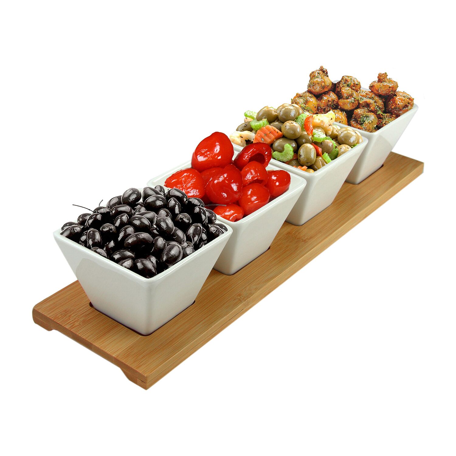Elama Signature Modern 5-pc. Appetizer and Condiment Bamboo Serving Block