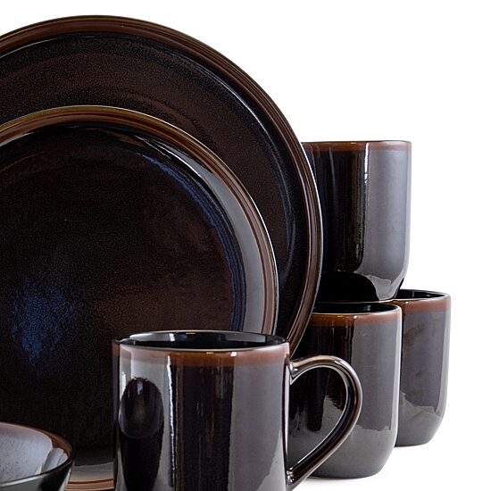 Elama Midnight Beach 16-pc. Stoneware Dinnerware Set