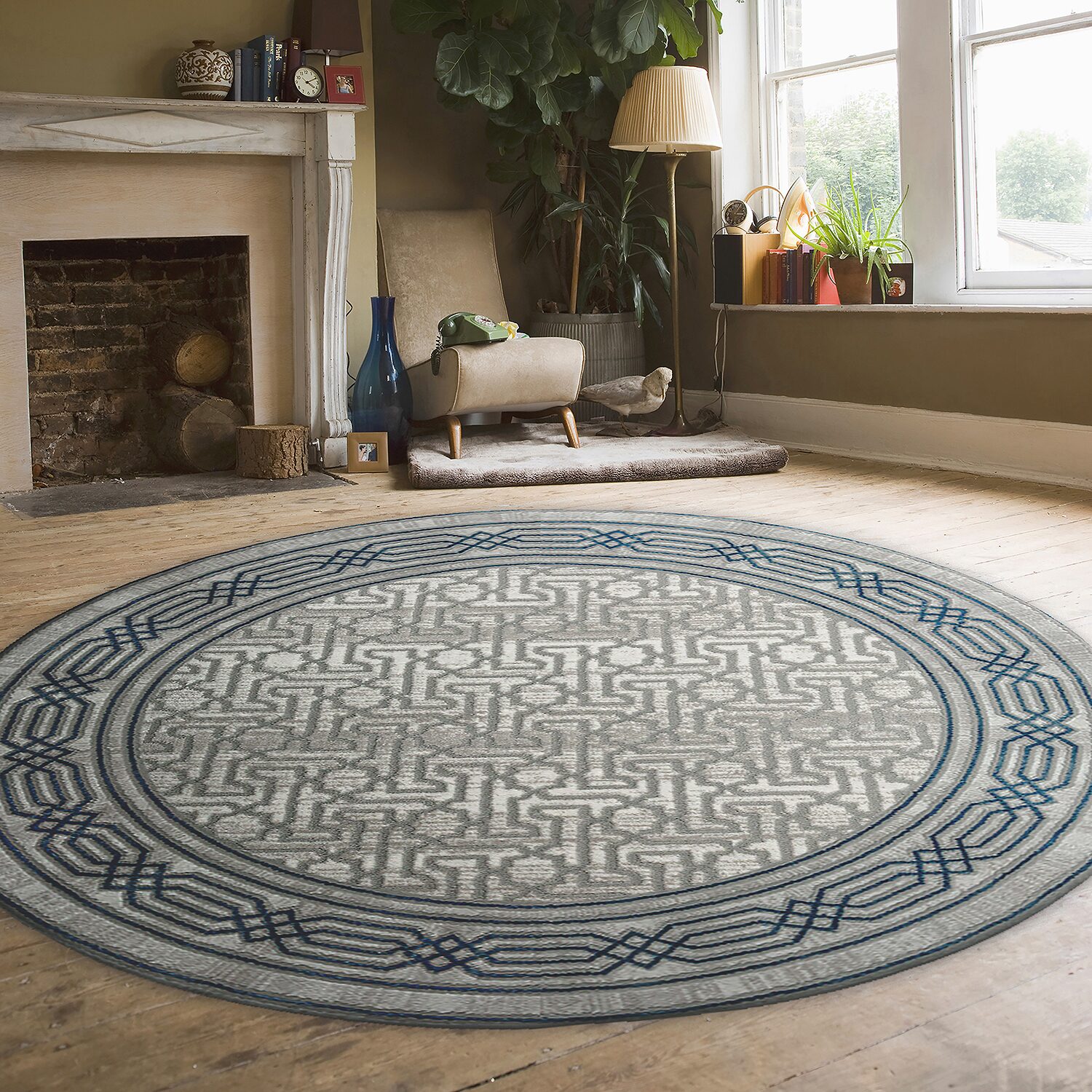 Radici Davide Bordered Indoor Round Area Rug