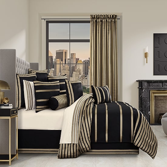 Queen Street Charleston Black 4-pc. Midweight Embellished Comforter Set