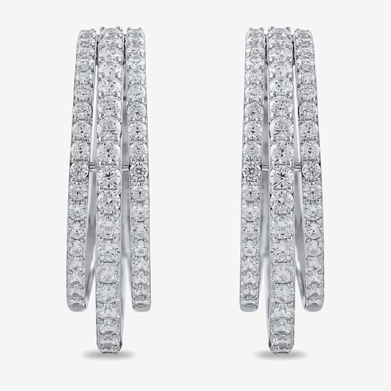 Womens 2 CT. T.W. Lab Grown White Diamond 10K Gold 26.1mm Hoop Earrings
