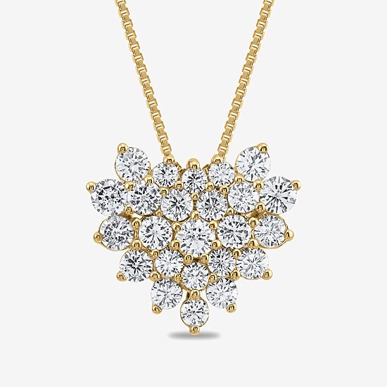 Womens 3/4 CT. T.W. Lab Grown White Diamond 10K Gold Heart 18 Inch Pendant Necklace