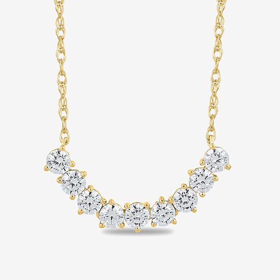 Womens 1 CT. T.W. Lab Grown White Diamond 10K Gold 17 Inch Pendant Necklace