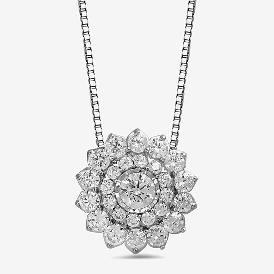 Womens 1 CT. T.W. Lab Grown White Diamond 10K Gold 18 Inch Pendant Necklace