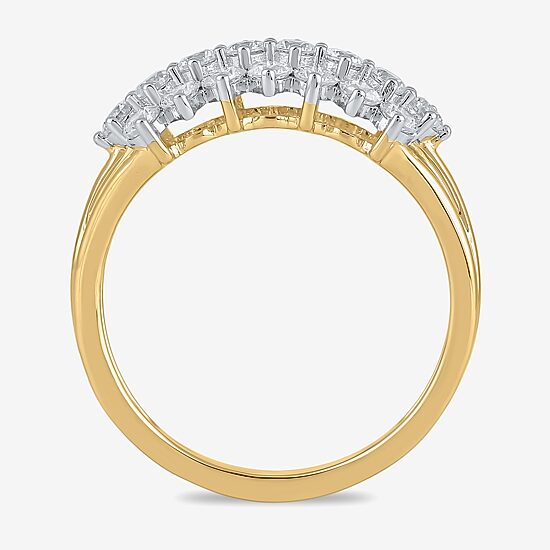 Womens 1 CT. T.W. Lab Grown White Diamond 10K Gold Cluster Cocktail Ring