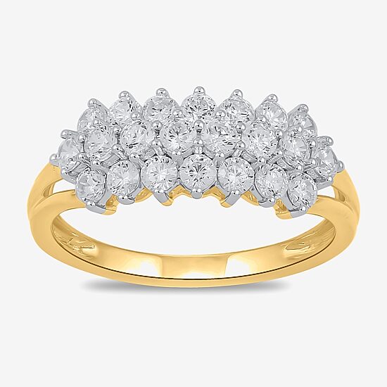 Womens 1 CT. T.W. Lab Grown White Diamond 10K Gold Cluster Cocktail Ring