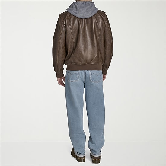 Levi's® Mens Faux Leather Hooded Midweight Jacket