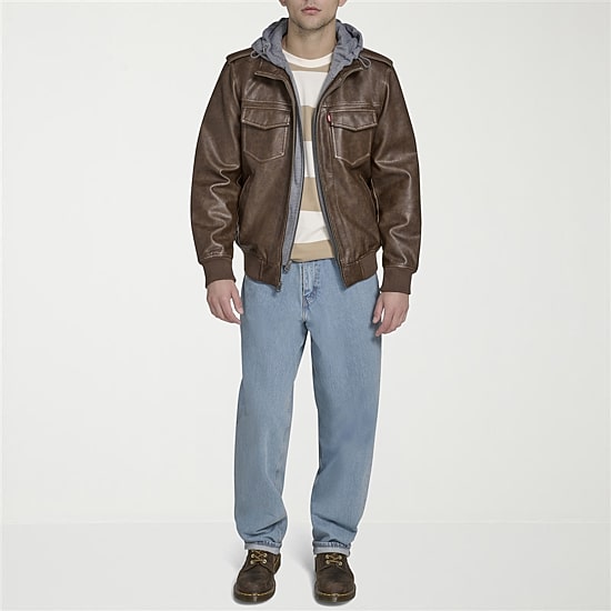 Levi's® Mens Faux Leather Hooded Midweight Jacket