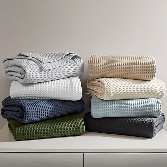Madison Park Waffle Weave Cotton Lightweight Blanket