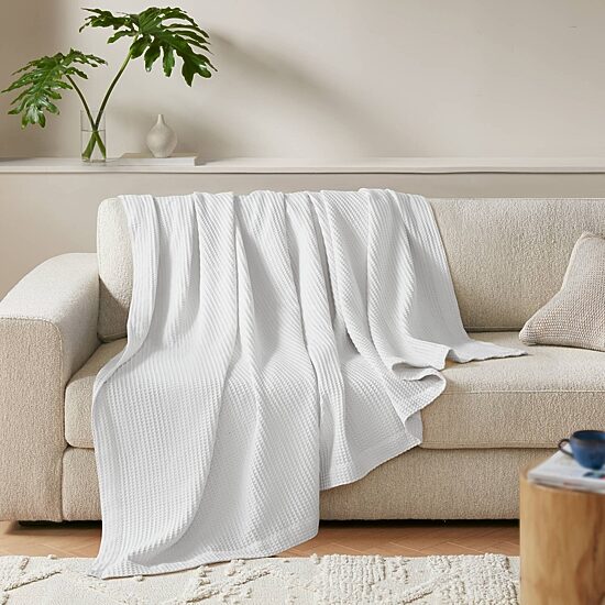 Madison Park Waffle Weave Cotton Lightweight Blanket
