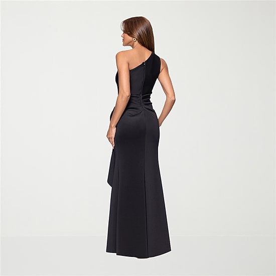 DJ Jaz Womens Asymmetrical Neck Sleeveless Evening Gown