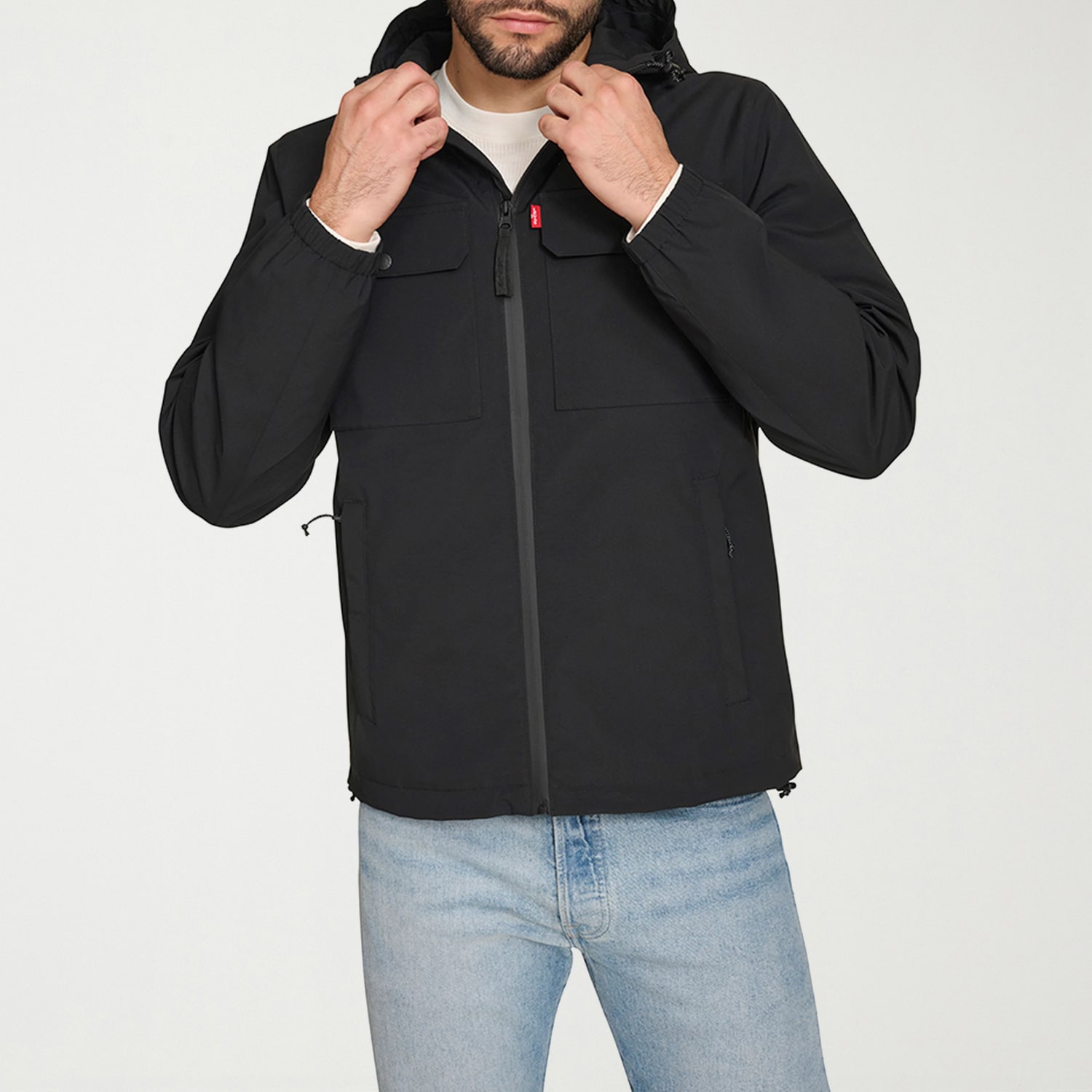 Levi's® Mens Hooded Water Resistant Midweight Raincoat