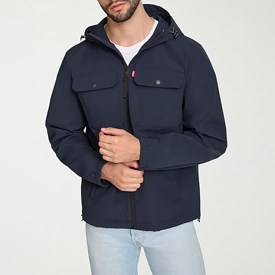 Levi's® Mens Hooded Water Resistant Midweight Raincoat