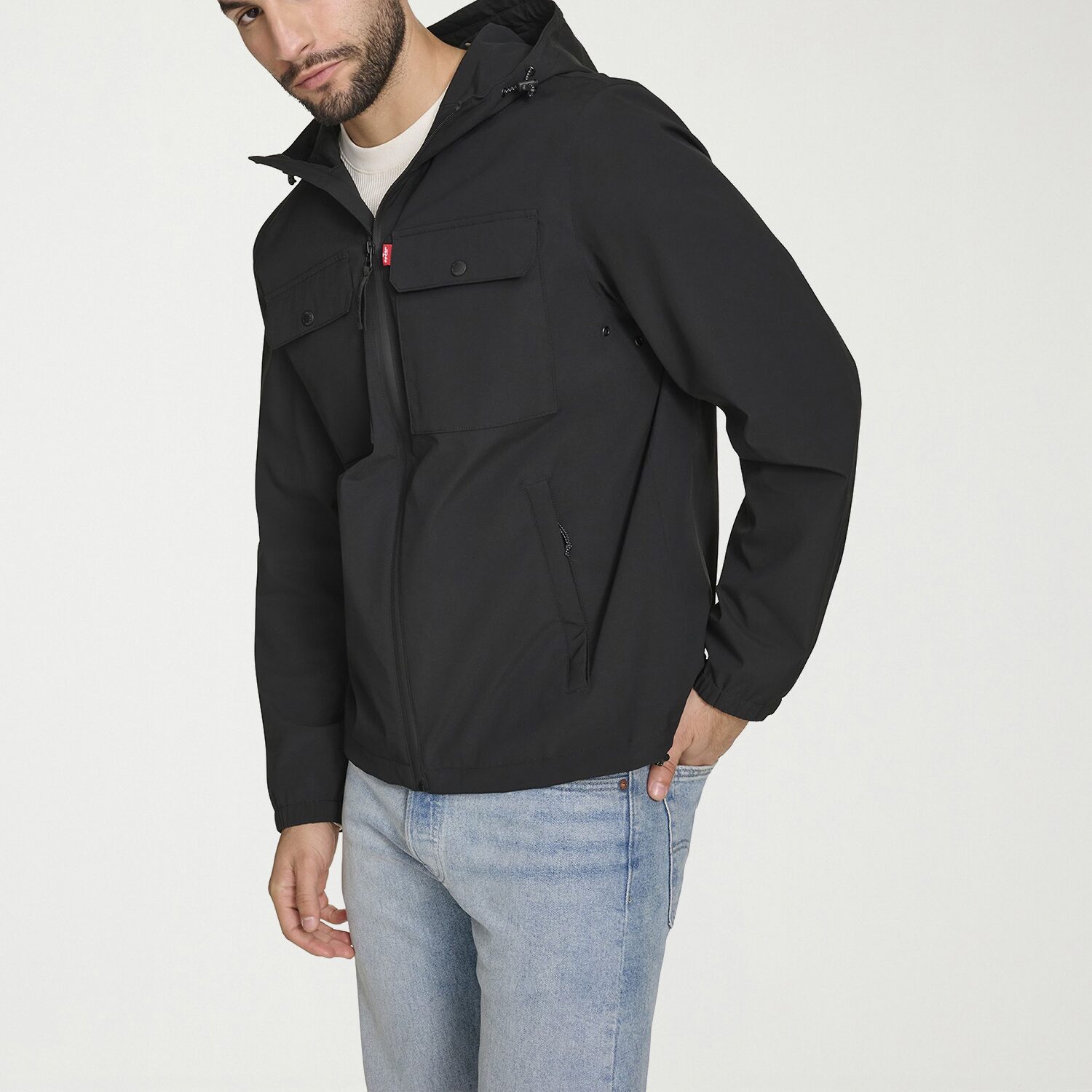 Levi's® Mens Hooded Water Resistant Midweight Raincoat