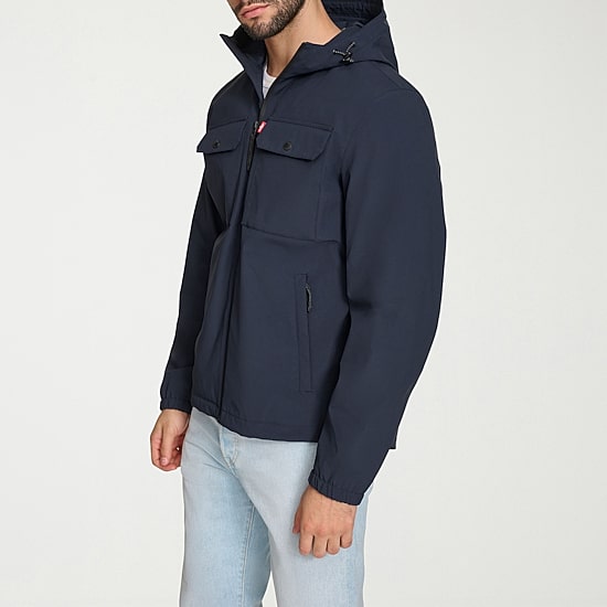 Levi's® Mens Hooded Water Resistant Midweight Raincoat