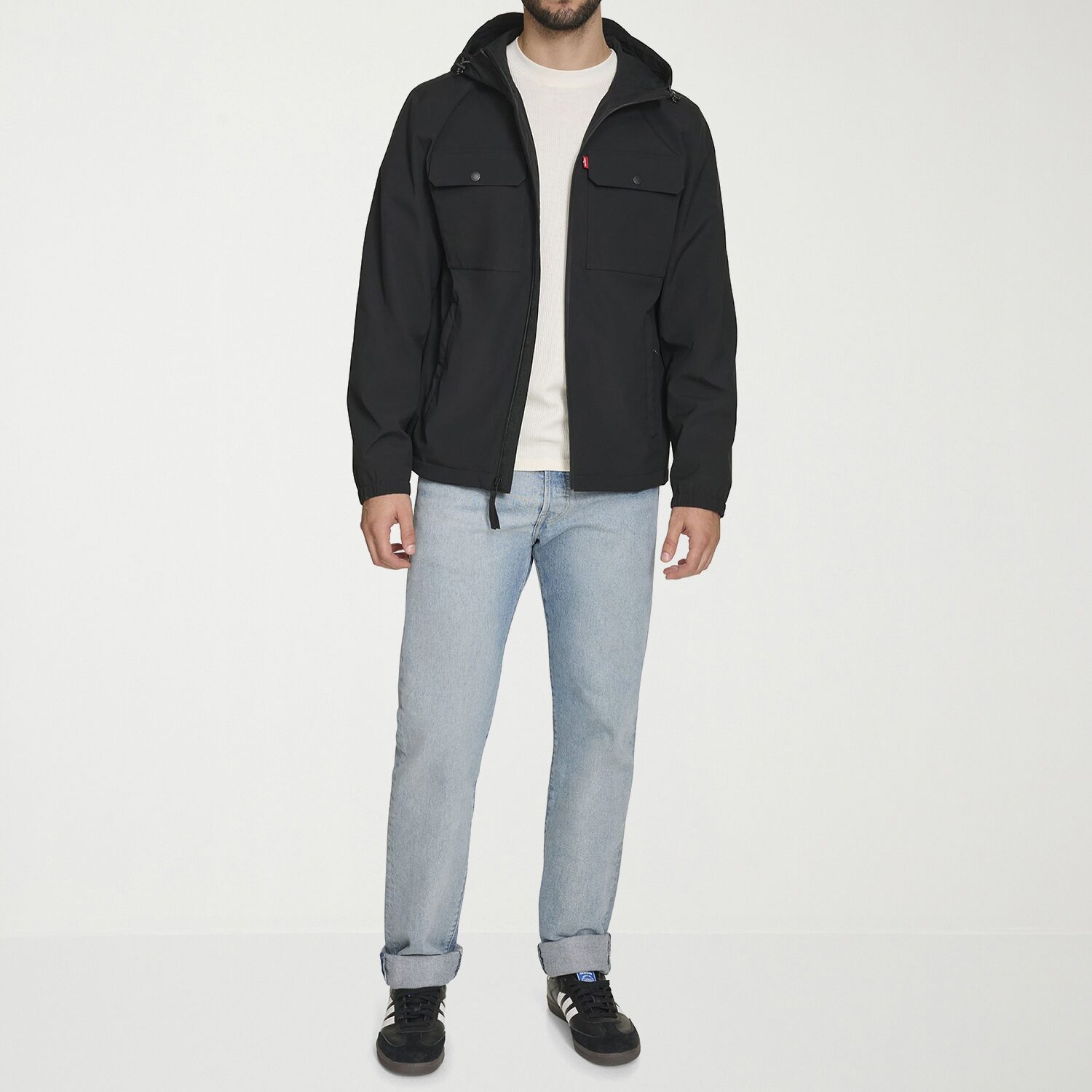 Levi's® Mens Hooded Water Resistant Midweight Raincoat