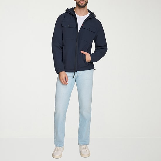 Levi's® Mens Hooded Water Resistant Midweight Raincoat