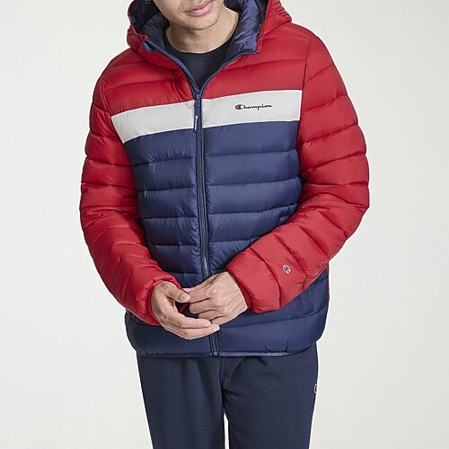 Champion Men's Performance Quilted Hooded Jacket - Midnight/Buff/Red
