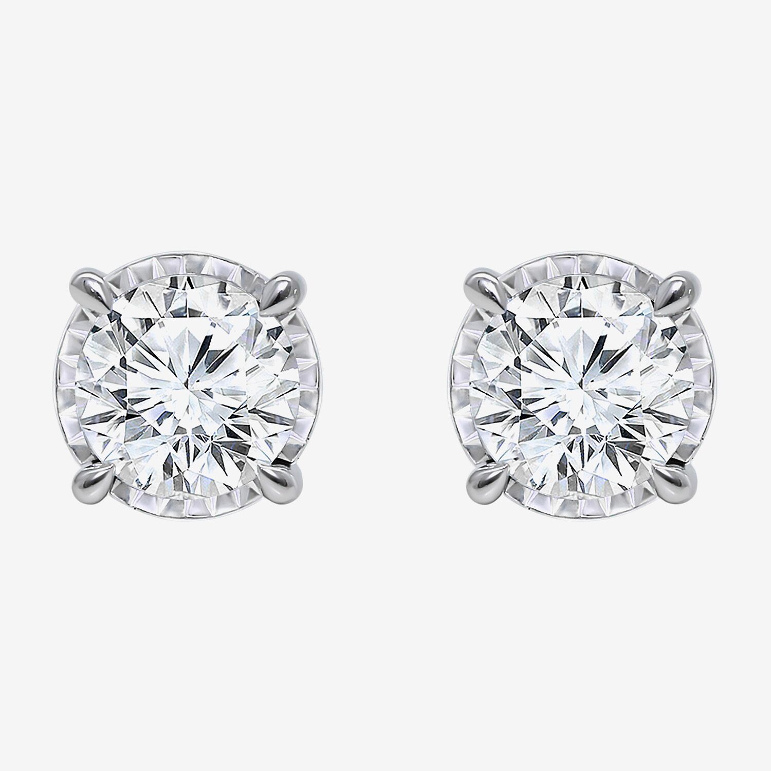 (I/Si2) 1 CT. T.W. Lab Grown White Diamond 10K White Gold 5.2mm Round Stud Earrings