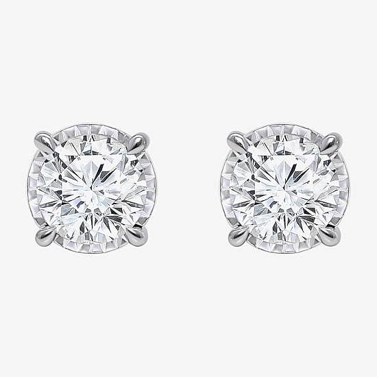 (I/Si2) 1 CT. T.W. Lab Grown White Diamond 10K White Gold 5.2mm Round Stud Earrings