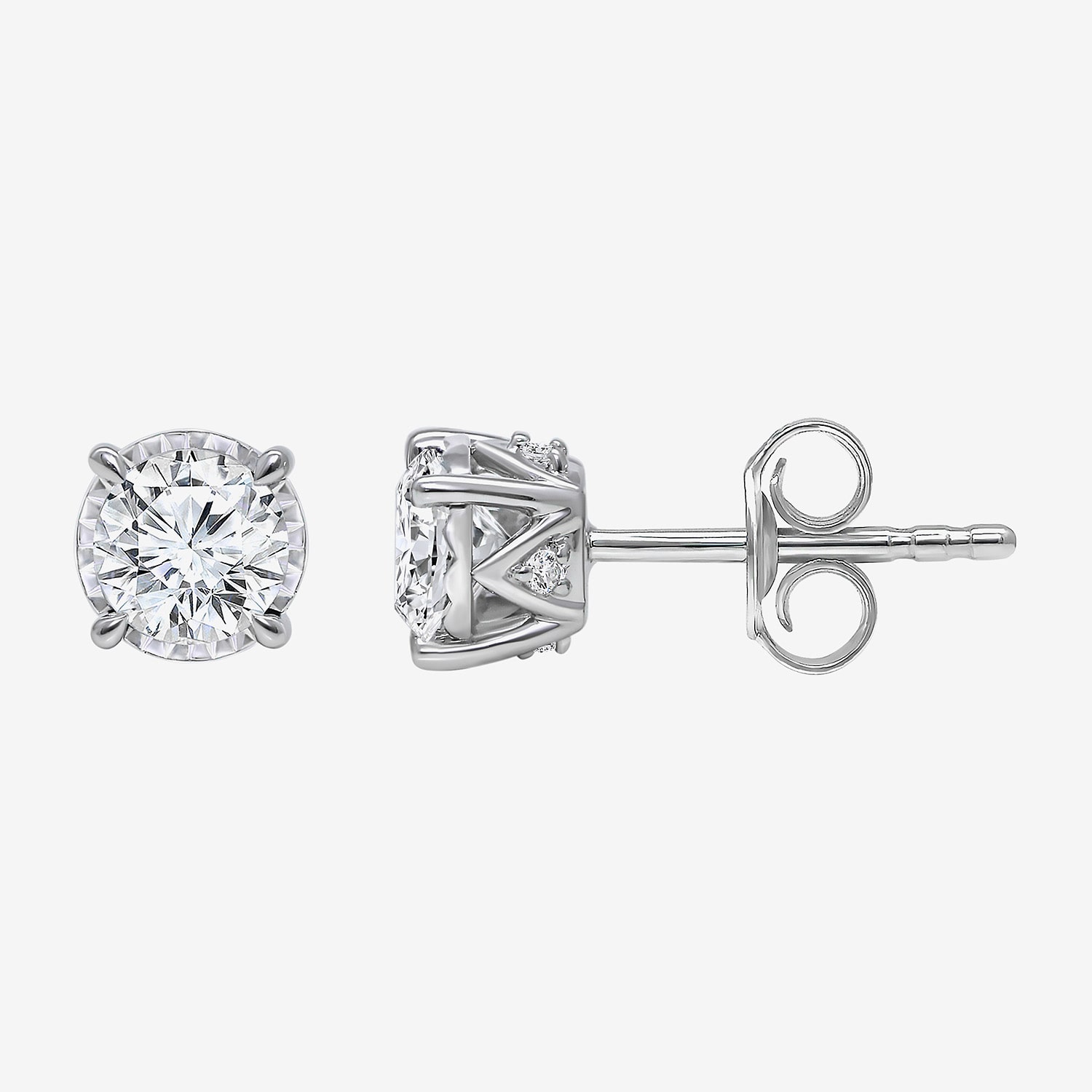 (I/Si2) 1 CT. T.W. Lab Grown White Diamond 10K White Gold 5.2mm Round Stud Earrings