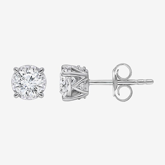 (I/Si2) 1 CT. T.W. Lab Grown White Diamond 10K White Gold 5.2mm Round Stud Earrings