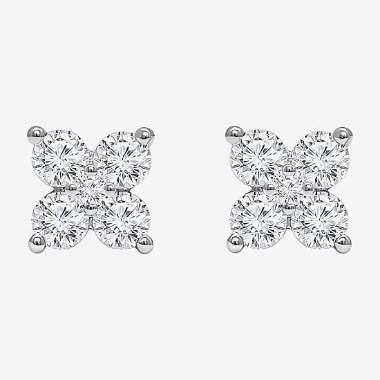(I/Si2) 1/2 CT. T.W. Lab Grown White Diamond Sterling Silver 4mm Clover Stud Earrings