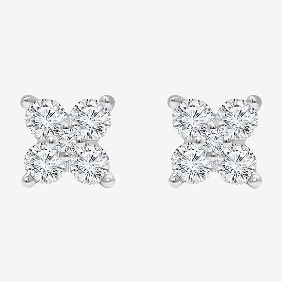 (I/Si2) 1/4 CT. T.W. Lab Grown White Diamond Sterling Silver 3.5mm Clover Stud Earrings