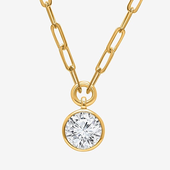 (I/Si2) Womens 1 CT. T.W. Lab Grown White Diamond 14K Gold Over Silver Round 18 Inch Pendant Necklace