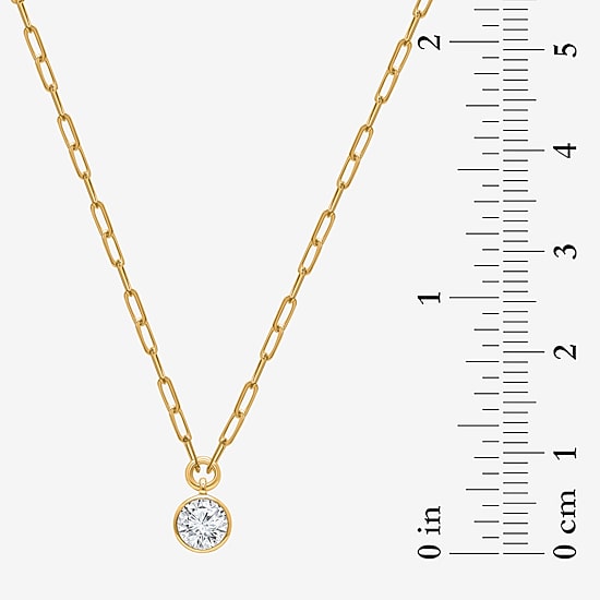 (I/Si2) Womens 1 CT. T.W. Lab Grown White Diamond 14K Gold Over Silver Round 18 Inch Pendant Necklace