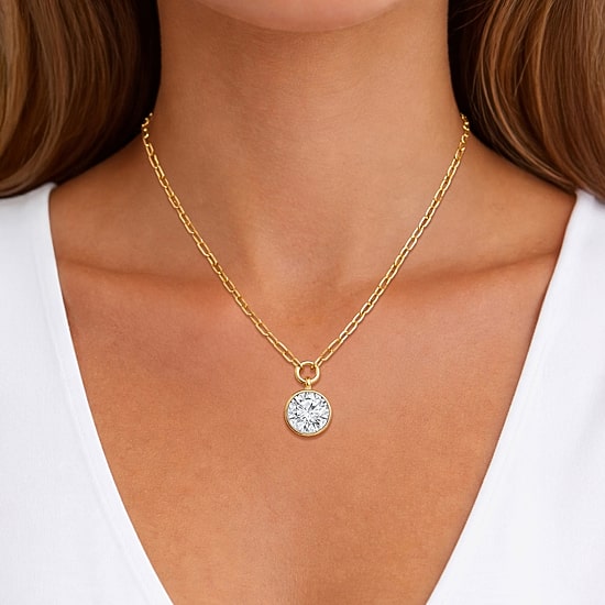 (I/Si2) Womens 1 CT. T.W. Lab Grown White Diamond 14K Gold Over Silver Round 18 Inch Pendant Necklace