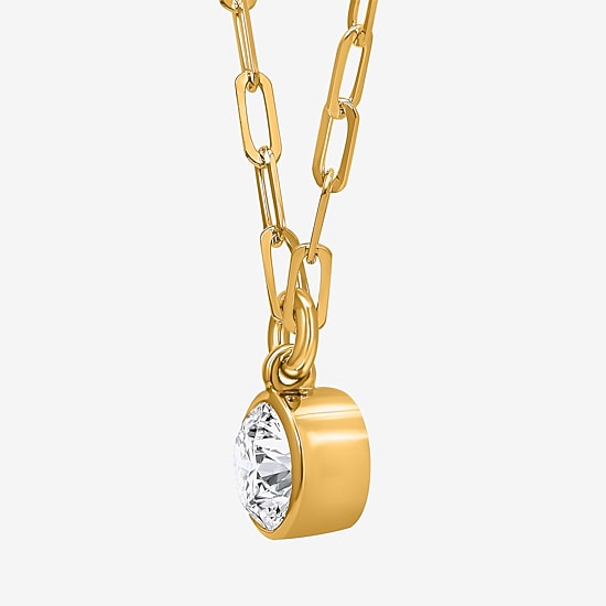 (I/Si2) Womens 1 CT. T.W. Lab Grown White Diamond 14K Gold Over Silver Round 18 Inch Pendant Necklace