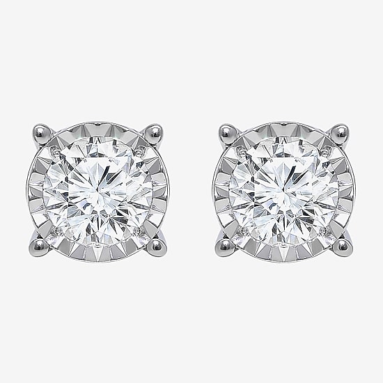 (I/Si2) 1 1/10 CT. T.W.  Lab Grown White Diamond 10K White Gold 4.6mm Round Stud Earrings