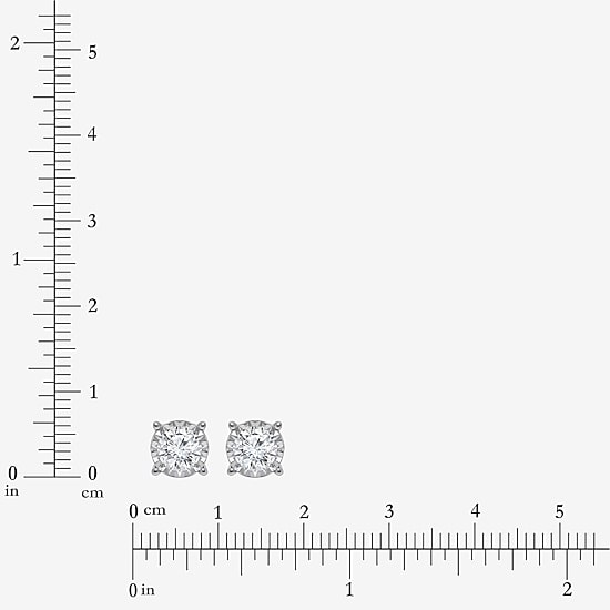 (I/Si2) 1 1/10 CT. T.W.  Lab Grown White Diamond 10K White Gold 4.6mm Round Stud Earrings