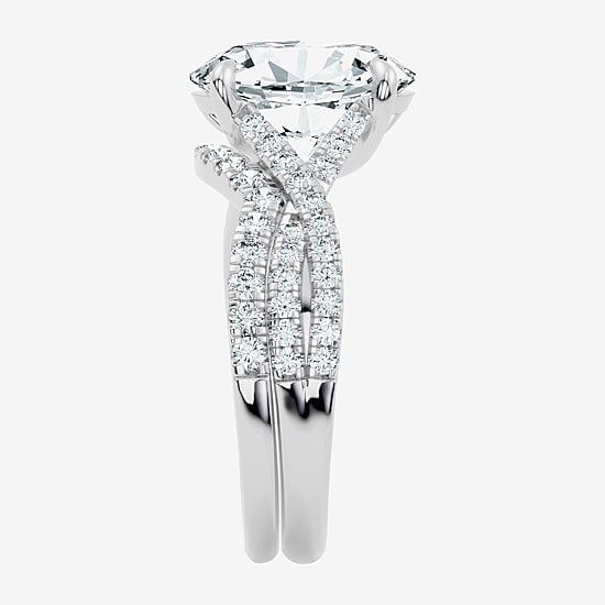 Signature By Modern Bride (G/Vs2-Si1) Womens 3 1/2 CT. T.W Lab Grown White Diamond 10K Gold Oval Side Stone Bridal Set