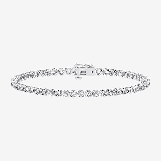 (F / Vs2) Womens 2 CT. T.W. Lab Grown White Diamond Sterling Silver 8 Inch Tennis Bracelet