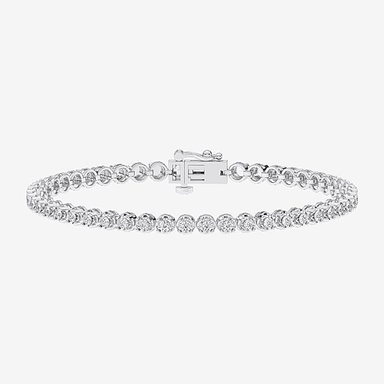 (F / Vs2) Womens 2 CT. T.W. Lab Grown White Diamond Sterling Silver 7.25 Inch Tennis Bracelet