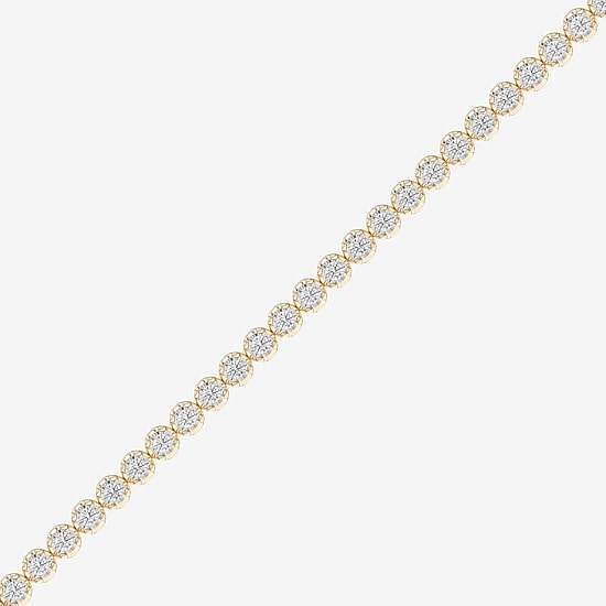 (F / Vs2) Womens 2 CT. T.W. Lab Grown White Diamond 14K Gold Over Silver 7.25 Inch Tennis Bracelet