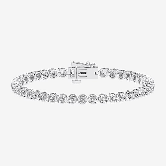 (F / Vs2) Womens 2 CT. T.W. Lab Grown White Diamond Sterling Silver 6 1/2 Inch Tennis Bracelet